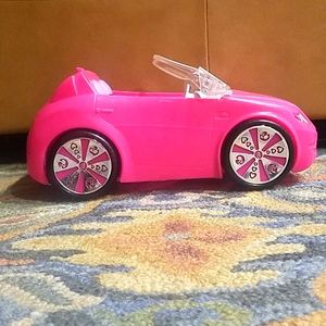 Doll size pink BARBIE car